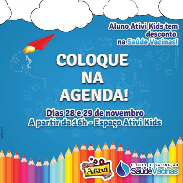 Aluno Ativi Kids tem desconto na Saúde Vacinas