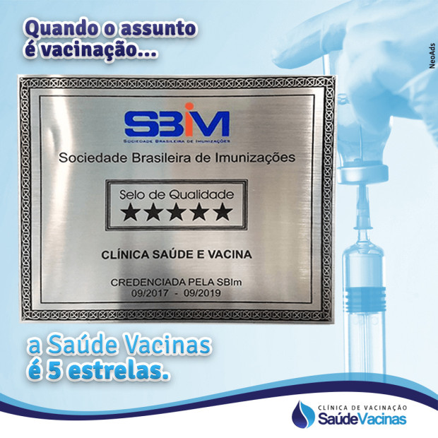 Quando o assunto é vacinação... a Saúde Vacinas é 5 estrelas
